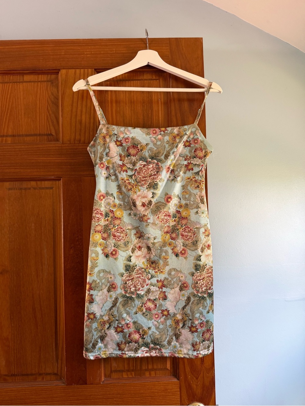 Urban Outfitters Light Blue Floral Slip Mini Dress